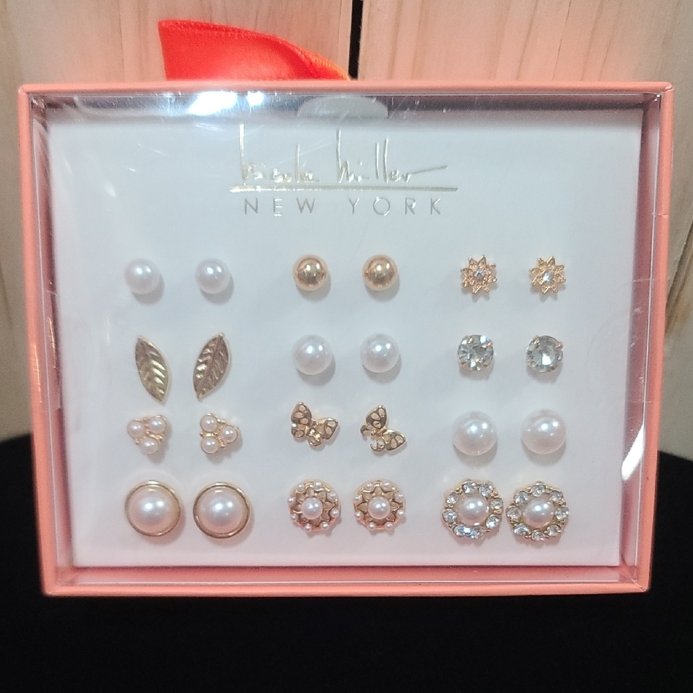 Gold and Pearl Earring Set
